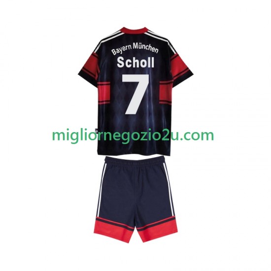 Maglia FC Bayern München Scholl 7 1997 Retro Bambino Casa Divisa 1999 Manica Corta