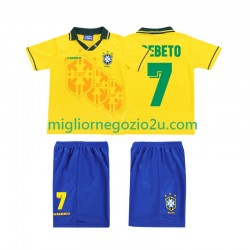 Maglia Brasile BEBETO 7 Retro Bambino Casa Divisa 1994 Manica Corta