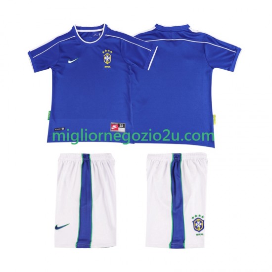Maglia Brasile Retro Bambino Trasferta Divisa 1998 Manica Corta