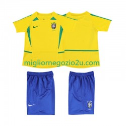 Maglia Brasile Retro Bambino Casa Divisa 2002 Manica Corta