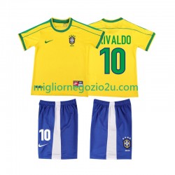 Maglia Brasile RIVALDO 10 Retro Bambino Casa Divisa 1998 Manica Corta