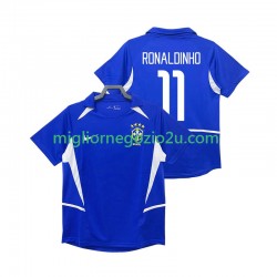 Maglia Brasile RONALDINHO 11 Retro Uomo Trasferta Divisa 2002 Manica Corta