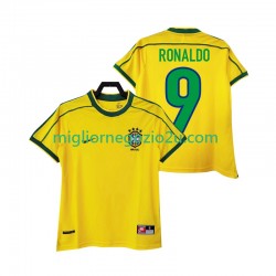 Maglia Brasile RONALDO 9 Retro Uomo Casa Divisa 1998 Manica Corta