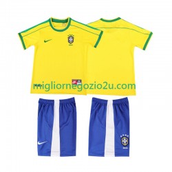 Maglia Brasile Retro Bambino Casa Divisa 1998 Manica Corta