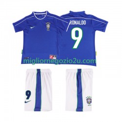 Maglia Brasile Ronaldo 9 Retro Bambino Trasferta Divisa 1998 Manica Corta