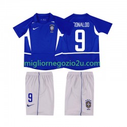 Maglia Brasile Ronaldo 9 Retro Bambino Trasferta Divisa 2002 Manica Corta