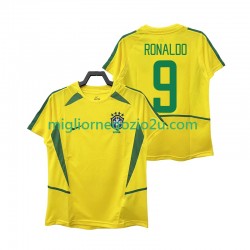 Maglia Brasile Ronaldo 9 Retro Uomo Casa Divisa 2002 Manica Corta
