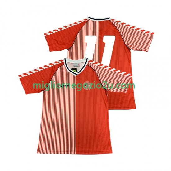 Maglia Danimarca 11 1986 Retro Uomo Casa Divisa Manica Corta