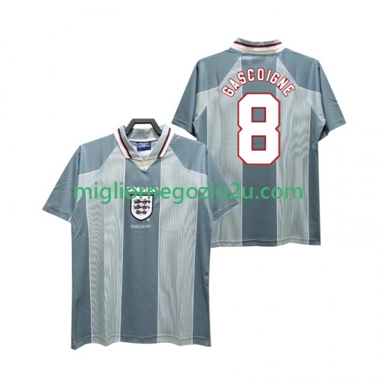 Maglia Inghilterra CASCOIGNE 8 1996 Retro Uomo Trasferta Divisa Manica Corta