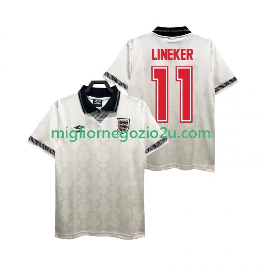 Maglia Inghilterra LINEKER 11 1990 Retro Uomo Casa Divisa Manica Corta