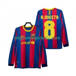Maglia FC Barcelona A INIESTA 8 Retro Uomo Casa Divisa 2011 2010 Manica Lunga