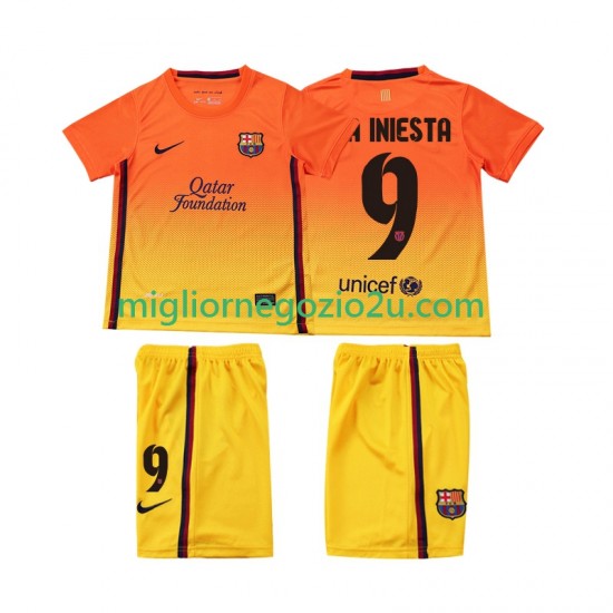 Maglia FC Barcelona A INIESTA 9 2012 2013 Retro Bambino Trasferta Divisa Manica Corta
