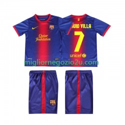 Maglia FC Barcelona DAUID VILLA 7 2012 2013 Retro Bambino Casa Divisa Manica Corta