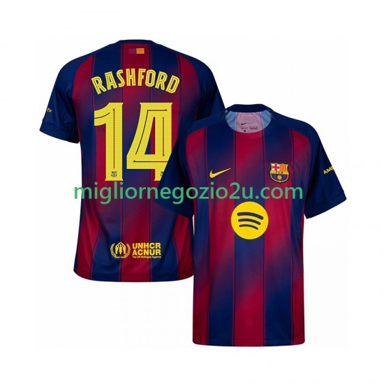 Maglia FC Barcelona Marcus Rashford 14 Champions League Uomo Casa Divisa 2025-2026 Manica Corta