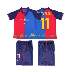 Maglia FC Barcelona RIVALDO 11 2000 Retro Bambino Casa Divisa 1999 Manica Corta