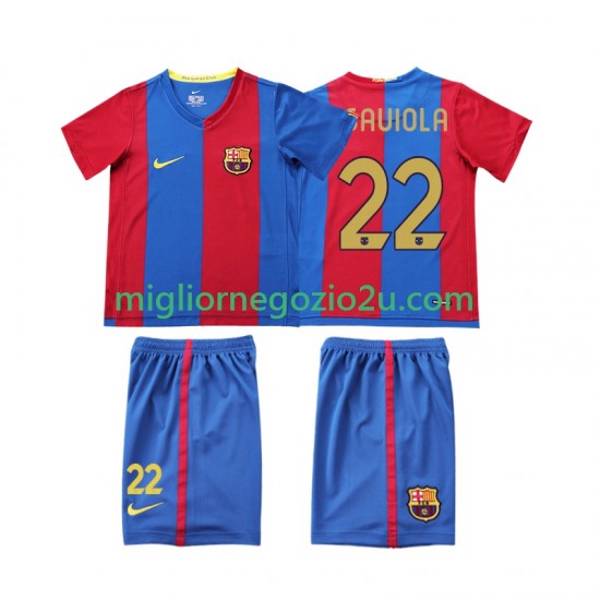 Maglia FC Barcelona SAUIOLA 22 2007 Retro Bambino Casa Divisa 2006 Manica Corta