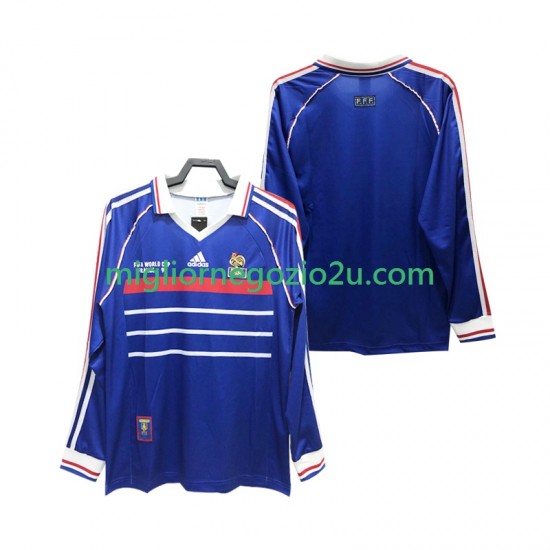 Maglia Francia Retro Uomo Casa Divisa 1998 Manica Lunga