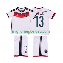 Maglia Germania MULLER 13 2014 Retro Bambino Casa Divisa Manica Corta
