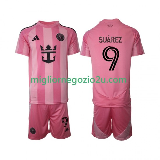 Maglia Inter Miami Suárez Luis 9 Bambino Casa Divisa 2025 Manica Corta