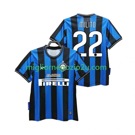 Maglia Inter Milan MILITO 22 2009 Retro Uomo Casa Divisa 2010 Manica Corta