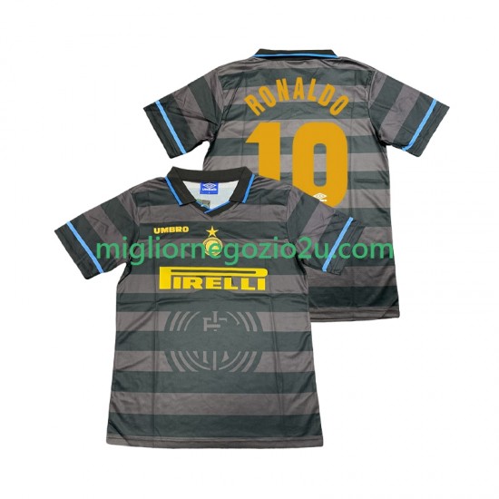 Maglia Inter Milan Ronaldo 10 1997 Retro Uomo Terza Divisa 1998 Manica Corta