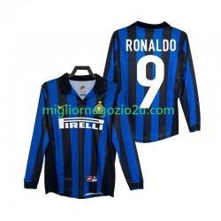 Maglia Inter Milan Ronaldo 9 Retro Uomo Casa Divisa 1998 1999 Manica Lunga