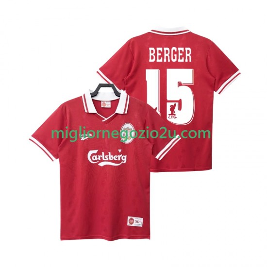 Maglia Liverpool BERGER 15 1996 Retro Uomo Casa Divisa 1998 Manica Corta