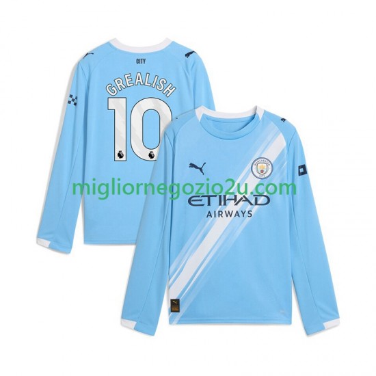 Maglia Manchester City Jack Grealish 10 Uomo Casa Divisa 2025-2026 Manica Lunga