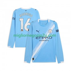 Maglia Manchester City Rodrigo Hernandez 16 Uomo Casa Divisa 2025-2026 Manica Lunga