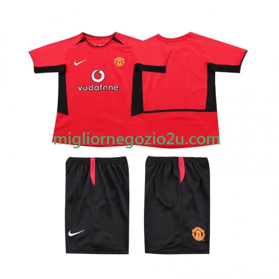 Maglia Manchester United Retro Bambino Casa Divisa 2004 2002 Manica Corta