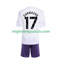Maglia Manchester United Alejandro Garnacho 17 Bambino Trasferta Divisa 2025-2026 Manica Corta