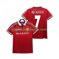 Maglia Manchester United BECKHAM 7 Retro Uomo Casa Divisa 1998 1999 Manica Corta