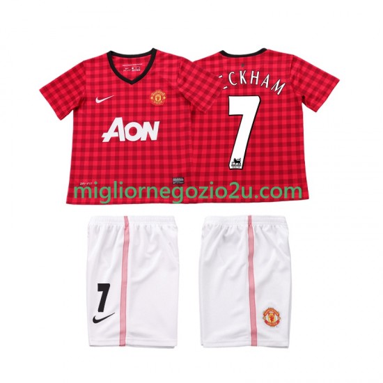 Maglia Manchester United BECKHAM 7 2012 2013 Retro Bambino Casa Divisa Manica Corta