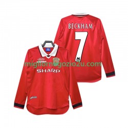 Maglia Manchester United Beckham 7 2000 Retro Uomo Casa Divisa 1999 Manica Lunga