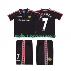 Maglia Manchester United Beckham 7 Retro Bambino Trasferta Divisa 1998 1999 Manica Corta