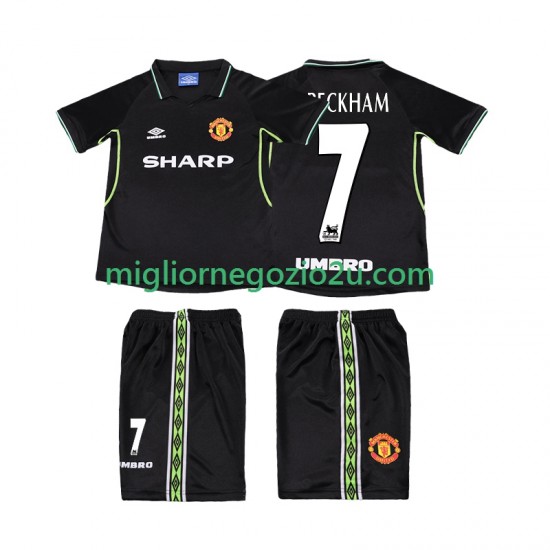 Maglia Manchester United Beckham 7 Retro Bambino Terza Divisa 1998 1999 Manica Corta