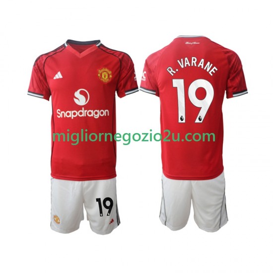 Maglia Manchester United Bryan Mbeumo 19 Bambino Casa Divisa 2025-2026 Manica Corta
