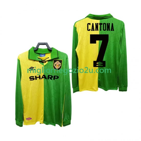 Maglia Manchester United CANTONA 7 1992 Retro Uomo Trasferta Divisa 1994 Manica Lunga