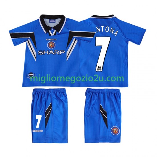 Maglia Manchester United CONTONA 7 1996 Retro Bambino Terza Divisa 1998 Manica Corta