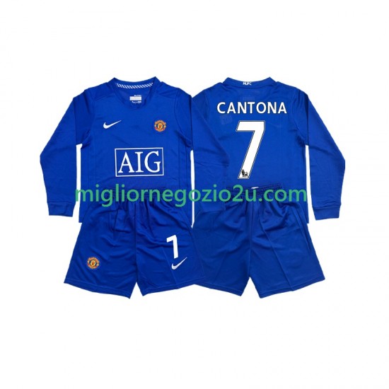 Maglia Manchester United CONTONA 7 2009 Retro Bambino Terza Divisa 2008 Manica Lunga