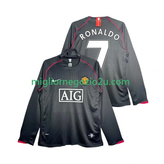 Maglia Manchester United Critstiano Ronaldo 7 2007 Retro Uomo Trasferta Divisa 2008 Manica Lunga