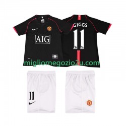 Maglia Manchester United GIGGS 11 2007 Retro Bambino Trasferta Divisa 2008 Manica Corta