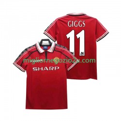 Maglia Manchester United GIGGS 11 Retro Uomo Casa Divisa 1998 1999 Manica Corta