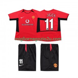 Maglia Manchester United GIGGS 11 Retro Bambino Casa Divisa 2004 2002 Manica Corta