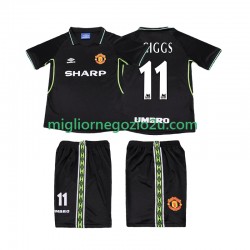 Maglia Manchester United GIGGS 11 Retro Bambino Terza Divisa 1998 1999 Manica Corta