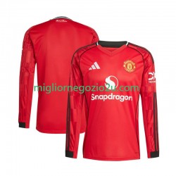 Maglia Manchester United Uomo Casa Divisa 2025-2026 Manica Lunga