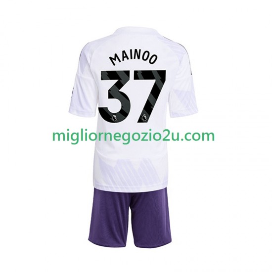 Maglia Manchester United Kobbie Mainoo 37 Bambino Trasferta Divisa 2025-2026 Manica Corta