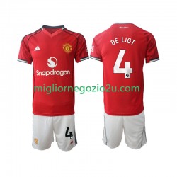 Maglia Manchester United Matthijs de Ligt 4 Bambino Casa Divisa 2025-2026 Manica Corta