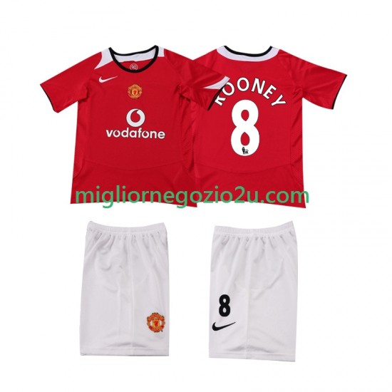 Maglia Manchester United ROONEY 8 2005 Retro Bambino Casa Divisa 2006 Manica Corta