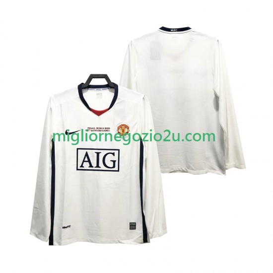 Maglia Manchester United Champions League 2009 Retro Uomo Trasferta Divisa 2008 Manica Lunga